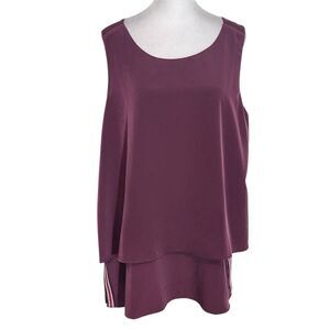 DG2 Diane Gilman Burgundy Tank Top with Sporty Stripes Size XL Oxblood Tank Top